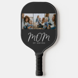 Mum Established Modern Bold Script Black 3 Photo Pickleball Paddle