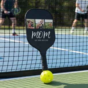 Mum Established Modern Bold Script Black 3 Photo Pickleball Paddle