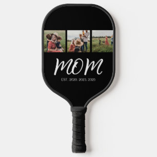 Mum Established Modern Bold Script Black 3 Photo Pickleball Paddle