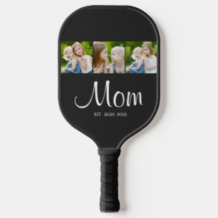 Mum Established Modern Bold Script Black 3 Photo Pickleball Paddle