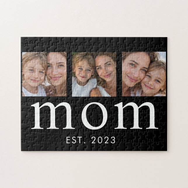 Mum Established Modern Minimal 3 Photo Jigsaw Puzzle (Horizontal)