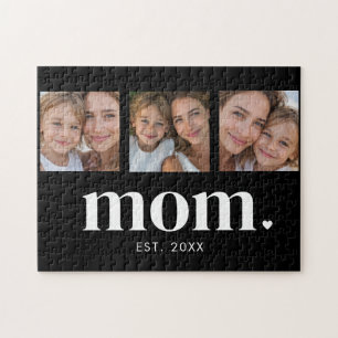 Mum Established Modern Minimal 3 Photo Jigsaw Puzzle