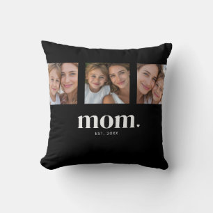 Mum Established Modern Minimal Black 3 Photo Cushion