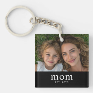 Mum Established Modern Minimal Photo Key Ring