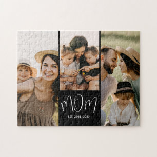 Mum Established Modern Script 3 Photo Jigsaw Puzzle