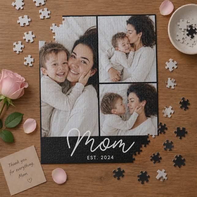 Mum Established Modern Script 3 Photo Jigsaw Puzzle (Creator Uploaded)