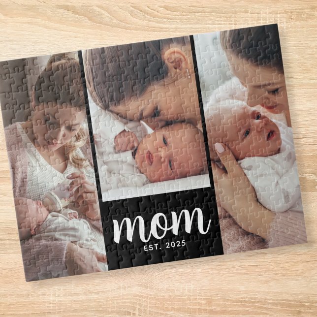 Mum Established Modern Script 3 Photo Jigsaw Puzzle (Creator Uploaded)