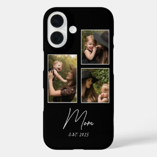 Mum Established Modern Script Black 3 Photo iPhone 16 Case