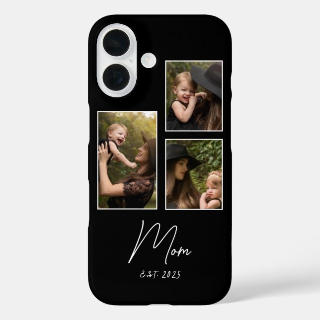 Mum Established Modern Script Black 3 Photo Case-Mate iPhone Case (Back)