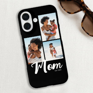 Mum Established Modern Script Black 3 Photo iPhone 16 Case