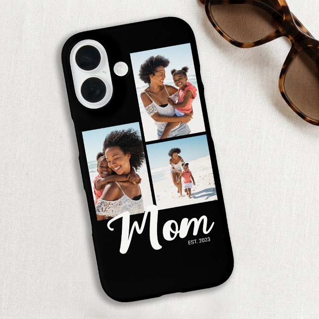 Mum Established Modern Script Black 3 Photo Case-Mate iPhone Case (Mom Established Modern Script Black 3 Photo iPhone 16 Case)