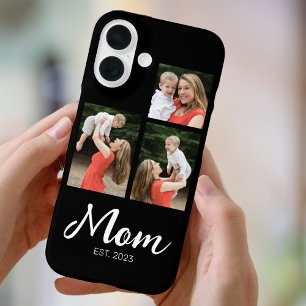 Mum Established Modern Script Black 3 Photo iPhone 16 Case