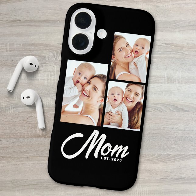 Mum Established Modern Script Black 3 Photo Case-Mate iPhone Case (Creator Uploaded)