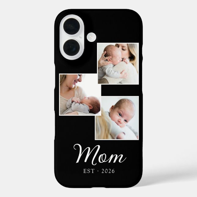 Mum Established Modern Script Black 3 Photo Case-Mate iPhone Case (Back)