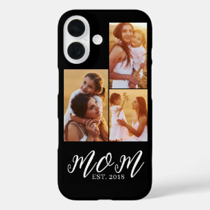 Mum Established Modern Script Black 3 Photo iPhone 16 Case