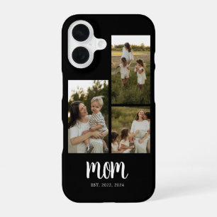 Mum Established Modern Script Black 3 Photo iPhone 16 Case