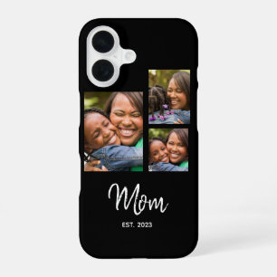 Mum Established Modern Script Black 3 Photo iPhone 16 Case