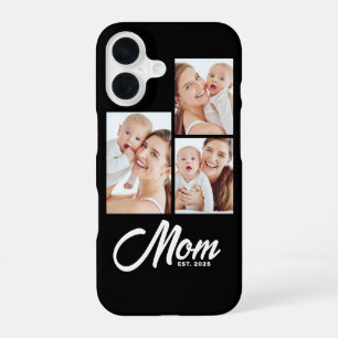 Mum Established Modern Script Black 3 Photo iPhone 16 Case