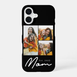 Mum Established Modern Script Black 3 Photo iPhone 16 Case