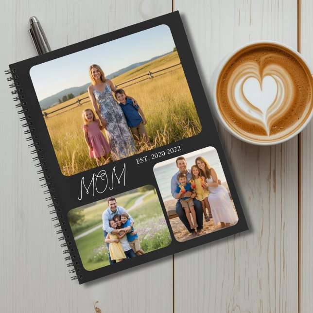 Mum Established Modern Script Black 3 Photo Notebook (Creator Uploaded)
