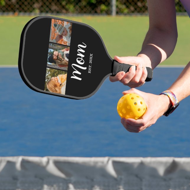 Mum Established Modern Script Black 3 Photo Pickleball Paddle (Insitu)