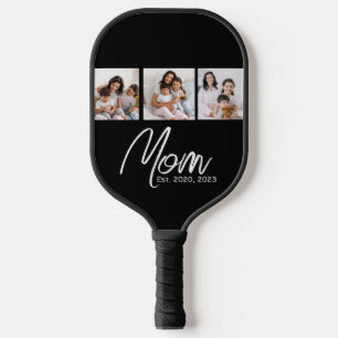 Mum Established Modern Script Black 3 Photo Pickleball Paddle