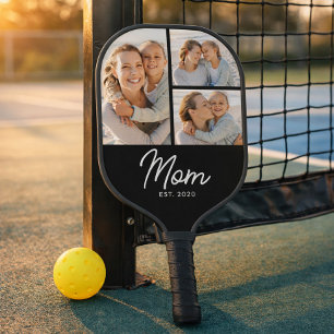 Mum Established Modern Script Black 3 Photo Pickleball Paddle