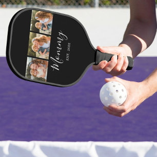 Mum Established Modern Script Black 3 Photo Pickleball Paddle