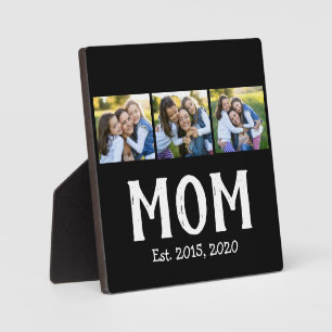 Mum Established Modern Script Black 3 Photo Plaque