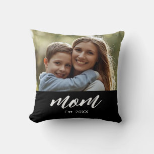 Mum Established Modern Script Photo Cushion