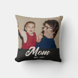 Mum Established Modern Script Photo Cushion