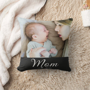Mum Established Modern Script Photo Cushion