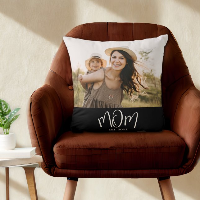 Mum Established Modern Script Photo Cushion (Creator Uploaded)