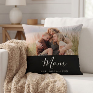 Mum Established Modern Script Photo Cushion