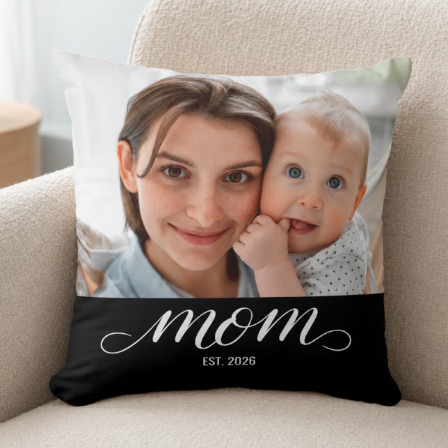 Mum Established Modern Script Photo  Cushion (Creator Uploaded)
