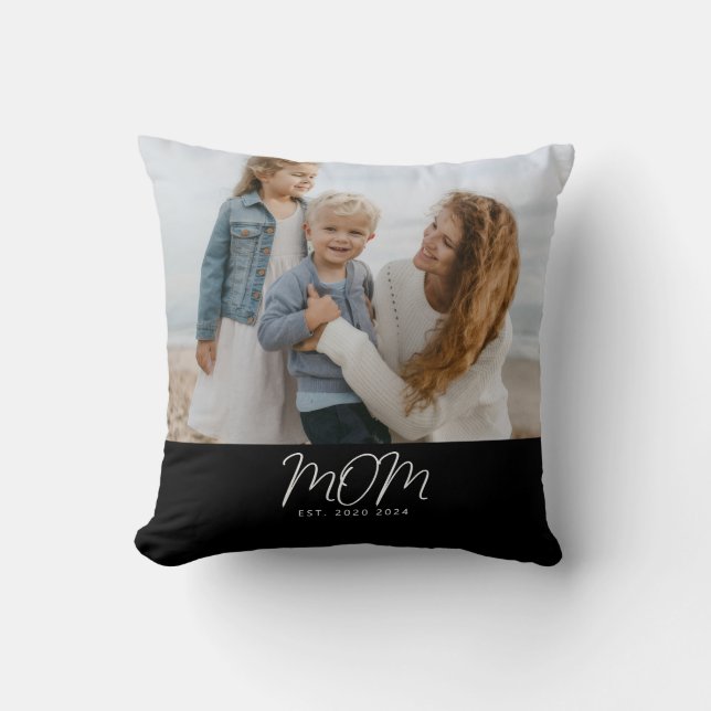 Mum Established Modern Script Photo Cushion (Front)