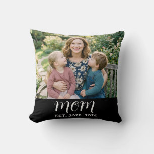 Mum Established Modern Script Photo Cushion