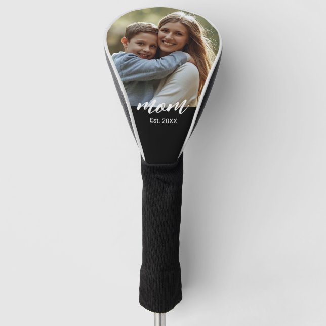 Mum Established Modern Script Photo Golf Head Cover (Front)