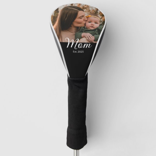 Mum Established Modern Script Photo Golf Head Cover (Front)