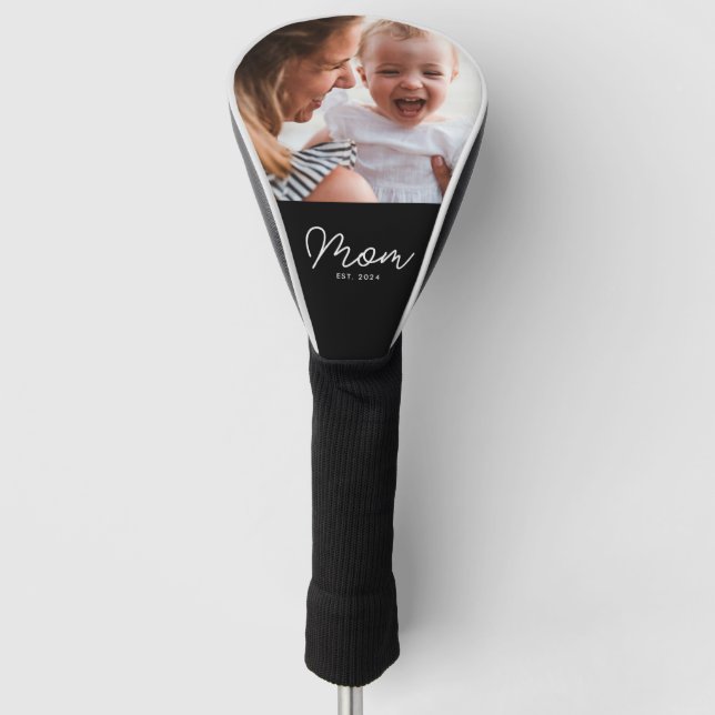 Mum Established Modern Script Photo Golf Head Cover (Front)