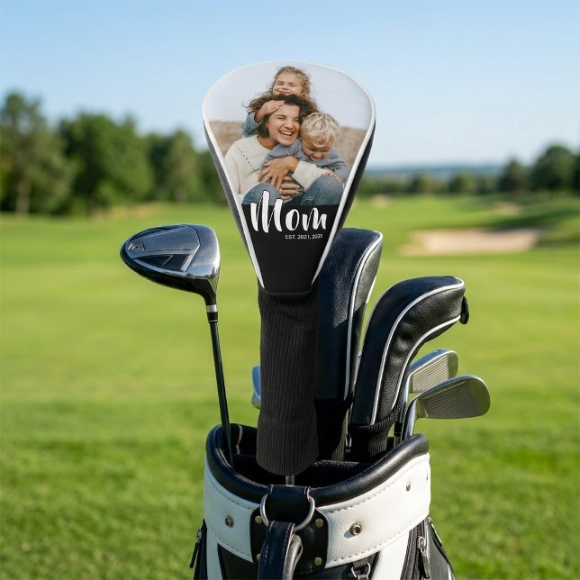 Mum Established Modern Script Photo Golf Head Cover (Mom Established Modern Script Photo Golf Head Cover)