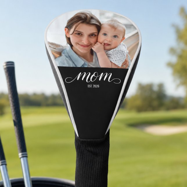 Mum Established Modern Script Photo  Golf Head Cover (Creator Uploaded)