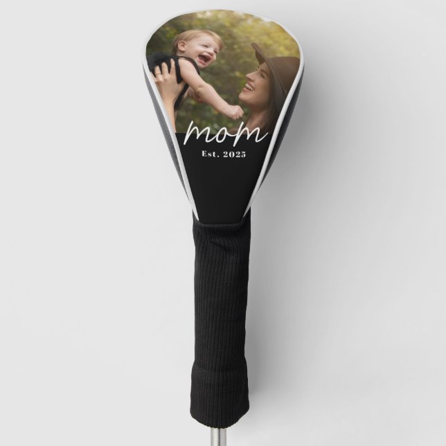 Mum Established Modern Script Photo Golf Head Cover (Front)