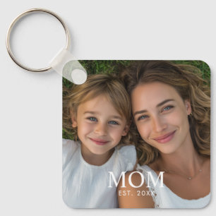 Mum Established Modern Script Photo Key Ring