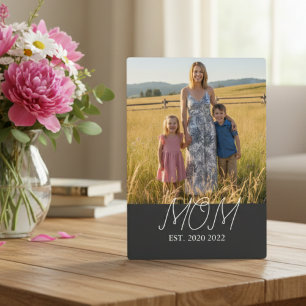 Mum Established Modern Script Photo  Plaque