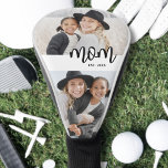 Mum Established Mother's Day Gift Golf Head Cover<br><div class="desc">Simple Mum Personalised Golf Head Cover. Celebrate motherhood with this minimalist design featuring the word “mum” in lowercase serif font centred between two photos — one above and one below — for a warm and playful look. A white band runs through the middle, where the text overlaps between the white...</div>