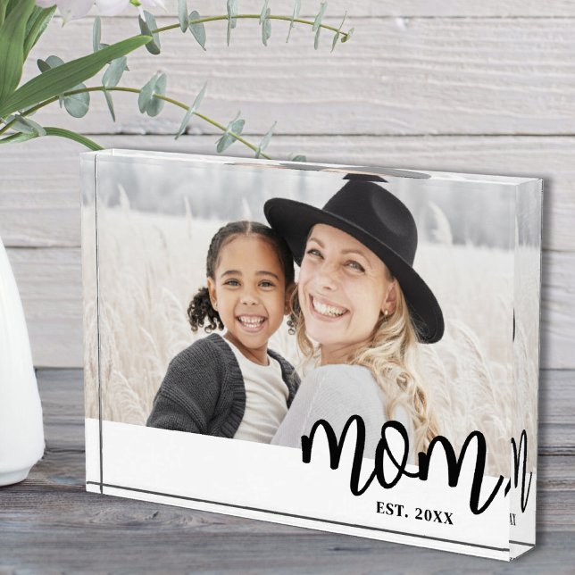 Mum Established Mother's Day Gift Photo Block (Mom Established Mother's Day Gift Photo Block)