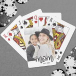 Mum Established Mother's Day Gift Playing Cards<br><div class="desc">Simple Mum Personalised Poker Cards. Celebrate motherhood with this minimalist design featuring the word “mum” in lowercase serif font for a warm and playful look. A white band runs along the bottom, where the text overlaps between the white and the photo for a clean, modern touch. You can add a...</div>