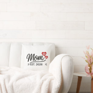 Mum Established Mothers Day Year Script Heart Cushion