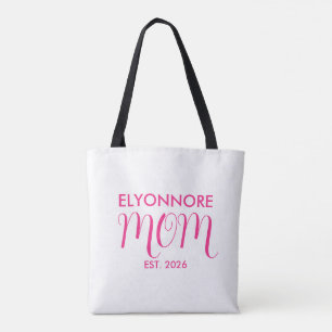 Mum Established New Mum Gift Black Custom Name Tote Bag